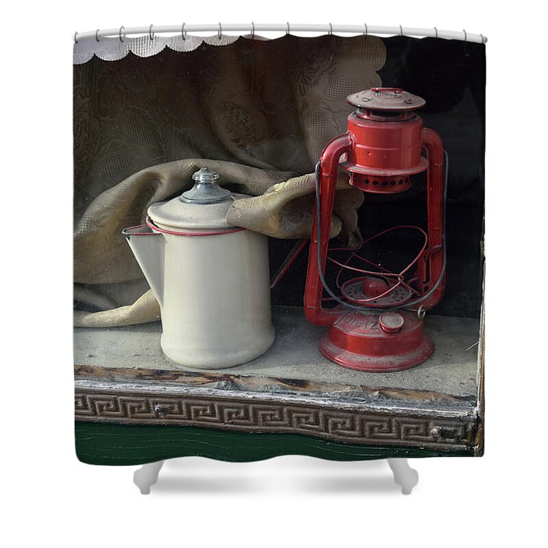 Tranquility Shower Curtain featuring the photograph Vintage Kerosene Lamp And Vintage by Feifei Cui-paoluzzo