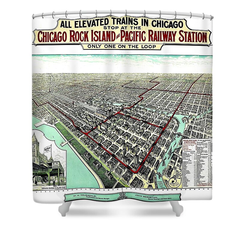 Map Shower Curtain featuring the photograph Vintage Map of the Chicago L by Benjamin Yeager