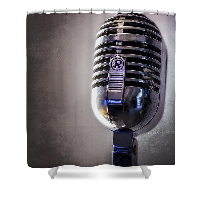 Mic Shower Curtain featuring the photograph Vintage Microphone 2 by Scott Norris