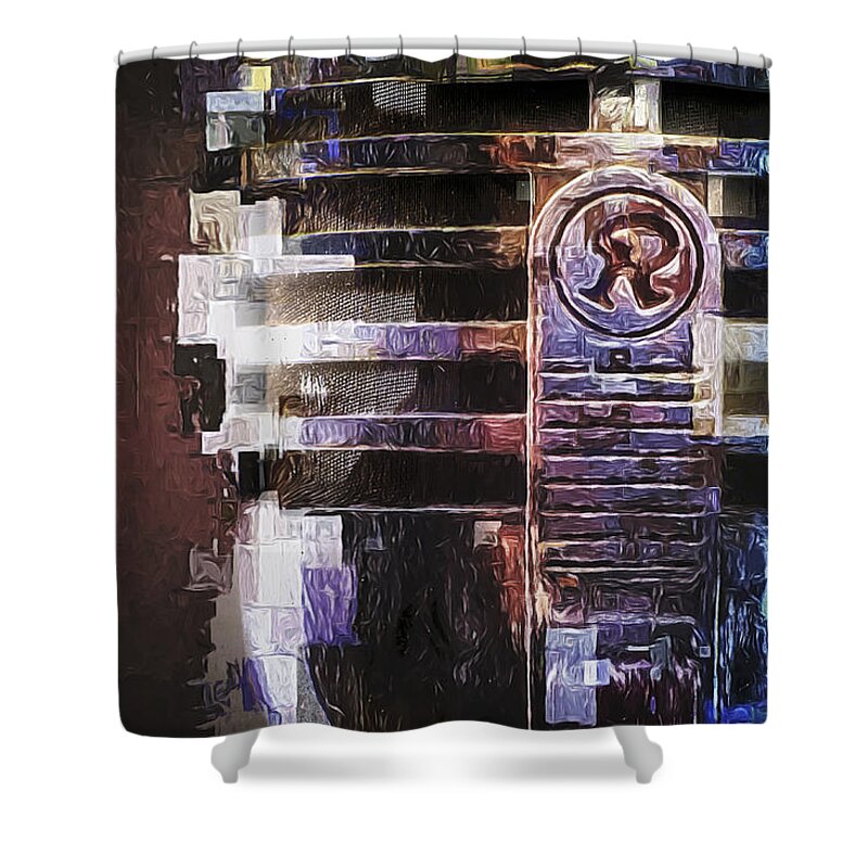 Retro Microphone Closeup Shower Curtain featuring the photograph Vintage Microphone Painted by Scott Norris