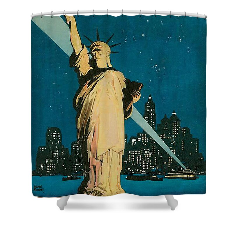 Vintage Shower Curtain featuring the digital art Vintage New York by Georgia Clare