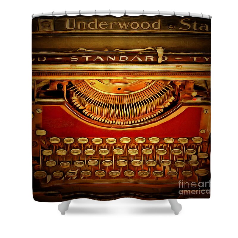 Typewriter Shower Curtain featuring the photograph Vintage Nostalgic Typewriter 20150228v2 square by Wingsdomain Art and Photography