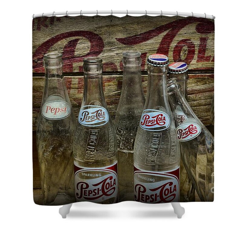 Pepsi Shower Curtain featuring the photograph Vintage Pepsi Crate and Bottles by Paul Ward