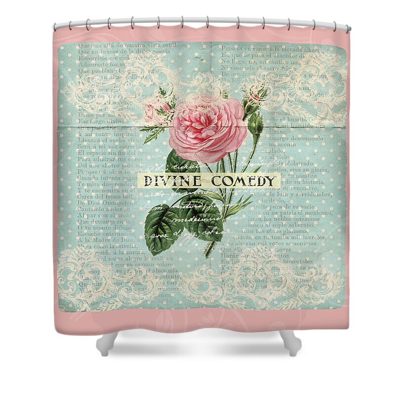 Vintage Shower Curtain featuring the digital art Vintage Pink Roses by Peggy Collins