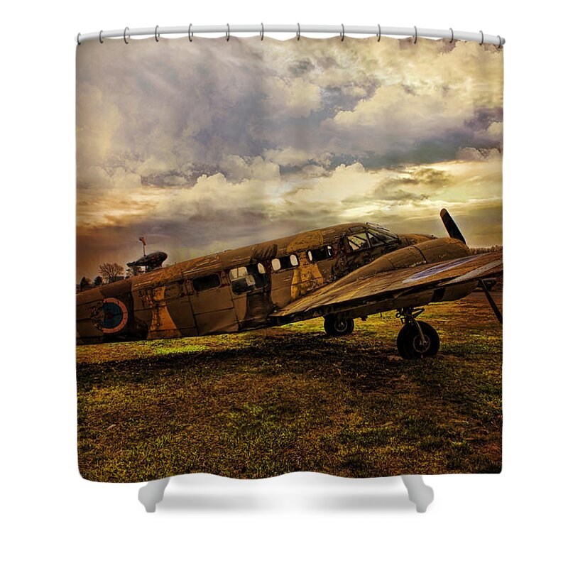 Aeroplane Shower Curtain featuring the photograph Vintage Plane by Evie Carrier