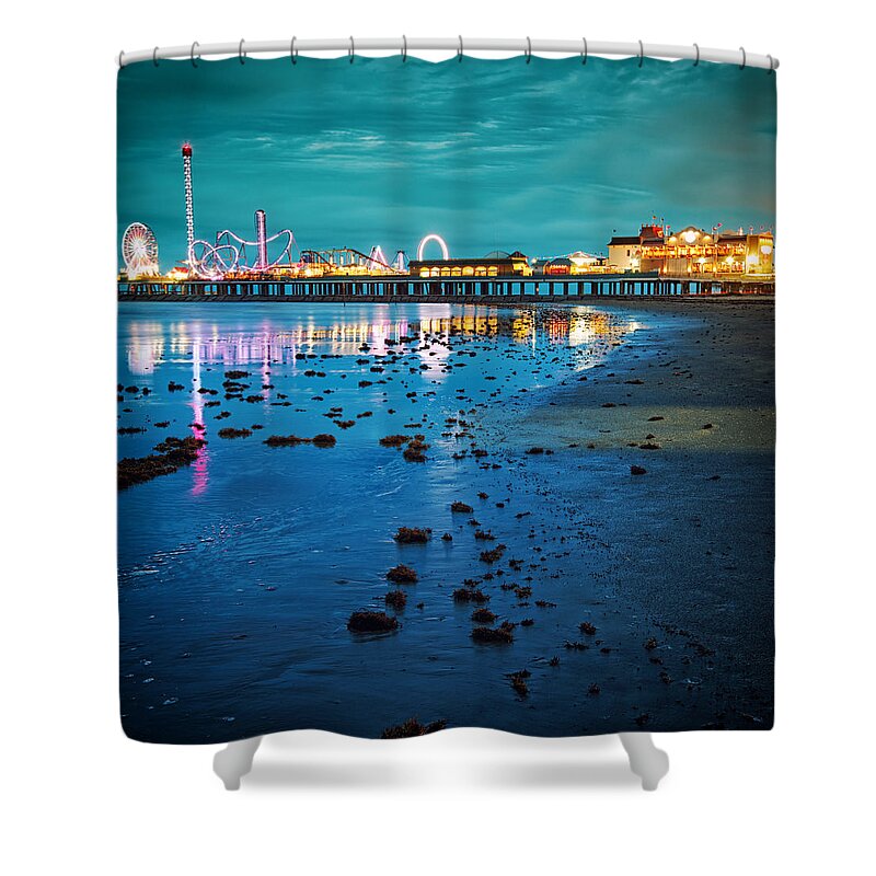 Galveston Shower Curtain featuring the photograph Vintage Pleasure Pier - Gulf Coast Galveston Texas by Silvio Ligutti
