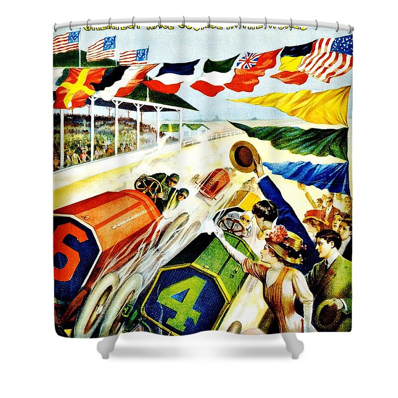 Vintage Shower Curtain featuring the photograph Vintage Poster - Sports - Indy 500 by Benjamin Yeager
