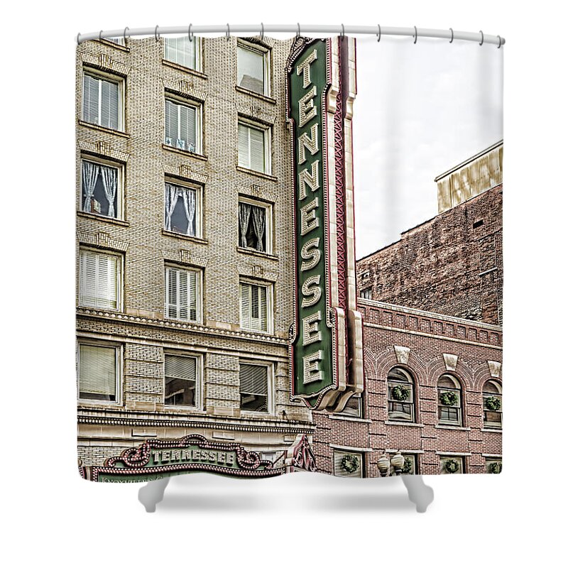 Vintage Shower Curtain featuring the photograph Vintage Tennessee Theater Sign by Sharon Popek