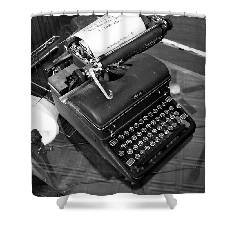 Antique Shower Curtain featuring the photograph Vintage Typewriter by Holly Blunkall