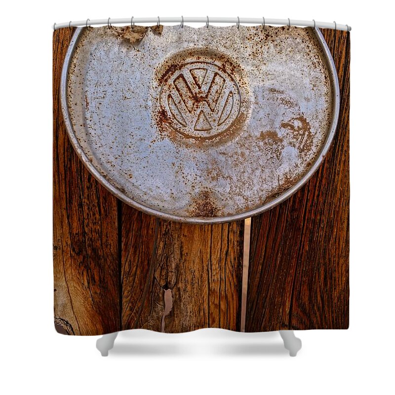Vw Shower Curtain featuring the photograph Vintage VW Hubcap by Kerri Mortenson