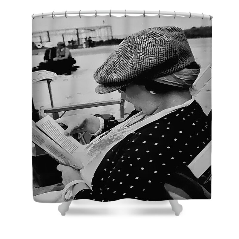 Woman Shower Curtain featuring the photograph Vintage Woman Reading by Cathy Anderson