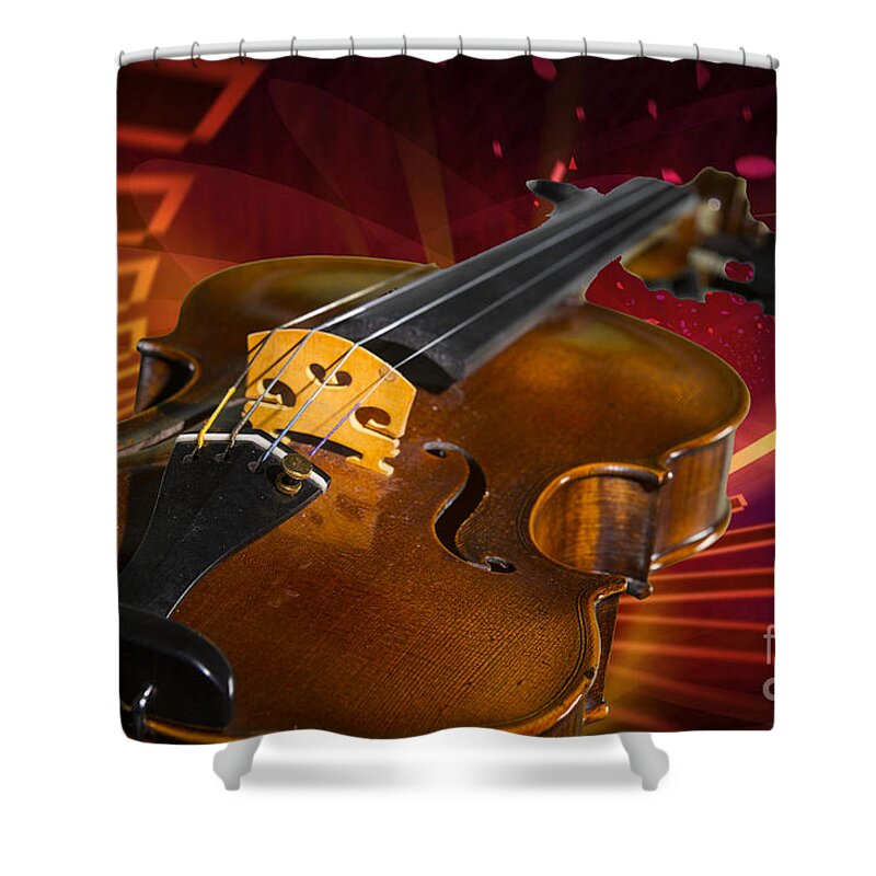 Violin Shower Curtain featuring the photograph Viola Violin on a Fantasy Background in Color 3070.02 by M K Miller