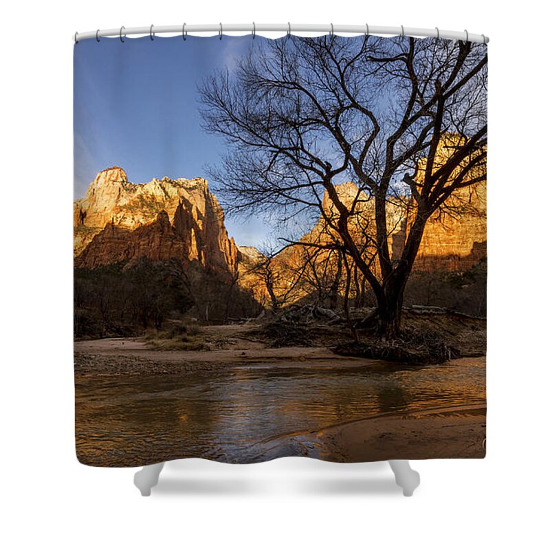Zion Shower Curtain featuring the photograph Virgin Reflection by Chad Dutson