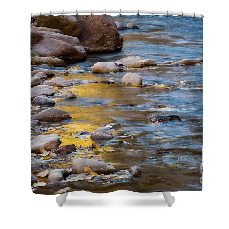 Autumn Shower Curtain featuring the photograph Virgin River Reflections by Fred Stearns