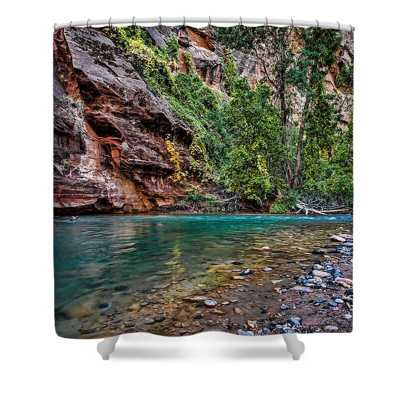 Zion Shower Curtain featuring the photograph Virgin River Zion National Park Utah by George Buxbaum