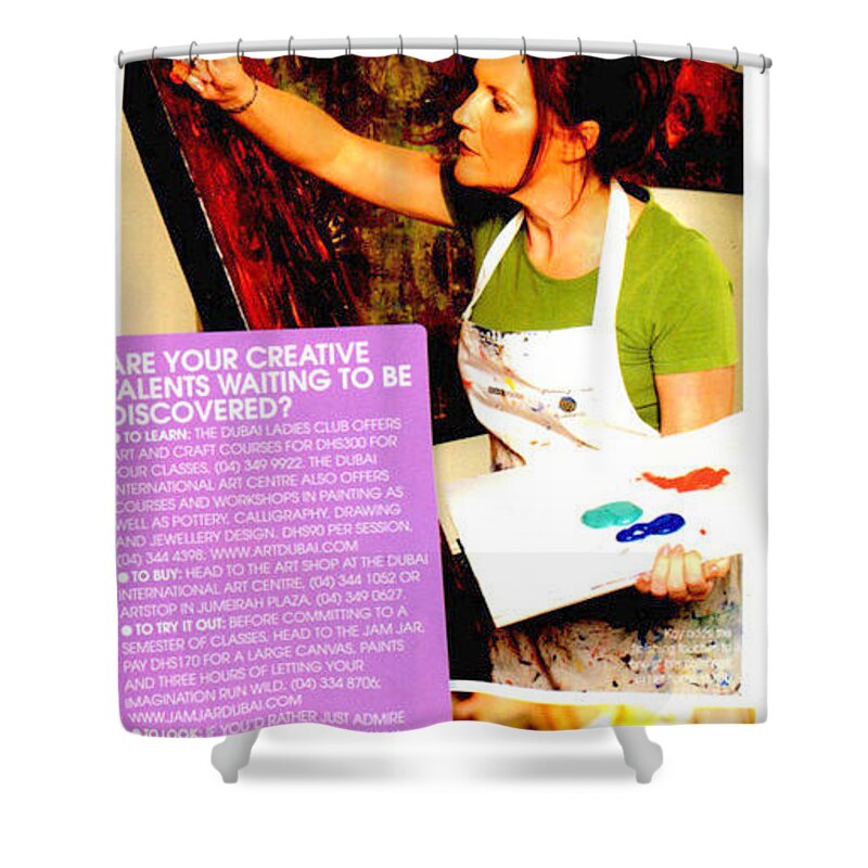  Shower Curtain featuring the painting Viva Magazine article by Katie Black