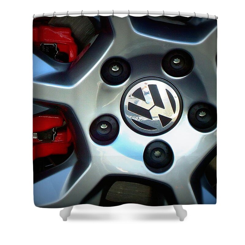 Skompski Shower Curtain featuring the photograph VW GTI Wheel by Joseph Skompski