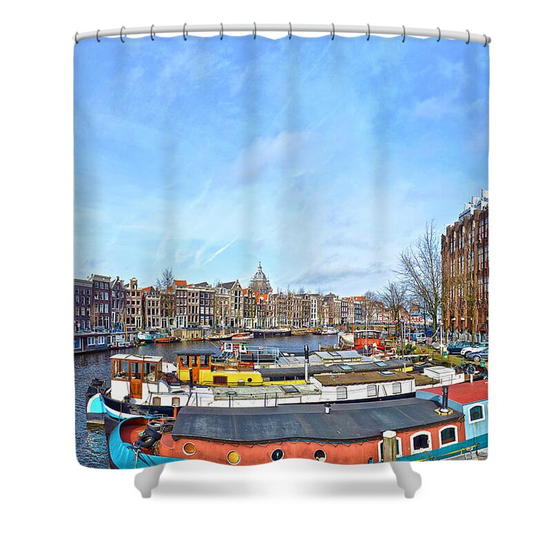 Amsterdam Shower Curtain featuring the photograph Waalseilandgracht Amsterdam by Frans Blok