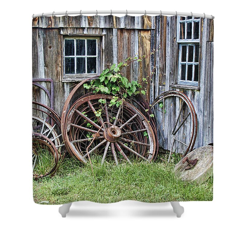 Wheels Shower Curtain featuring the photograph Wagon Wheels in Color by Crystal Nederman