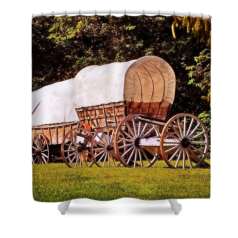 Covered Wagon Shower Curtain featuring the photograph Wagons Ho by Marty Koch