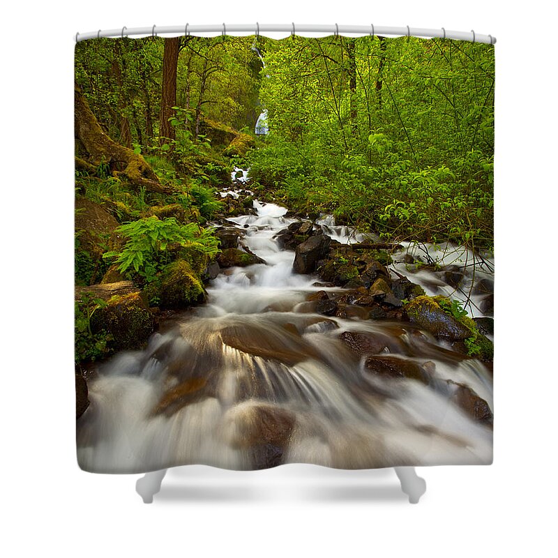 Lush Shower Curtain featuring the photograph Wahkeena Falls by Darren White