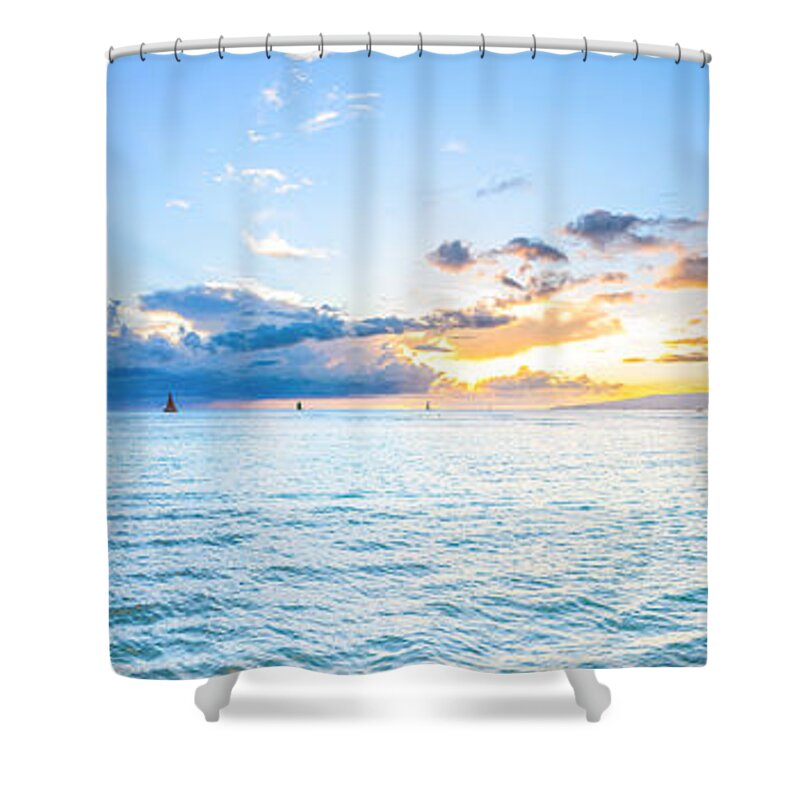 Paradise Shower Curtain featuring the photograph Waikiki Sunset After an Afternoon Thunderstorm by Jason Chu