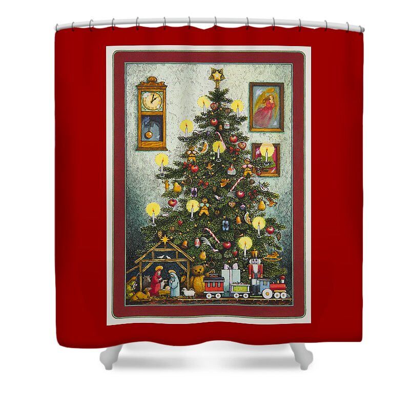 Christmas Shower Curtain featuring the painting Waiting for Christmas Morning by Lynn Bywaters