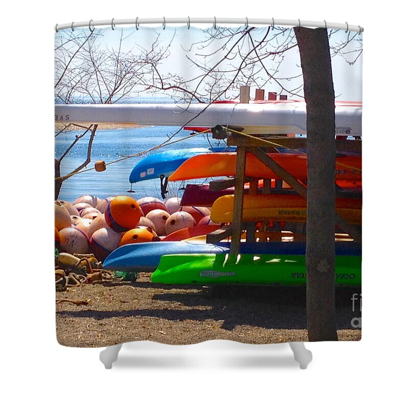 Kayak Shower Curtain featuring the photograph Waiting for Summer by Beth Saffer