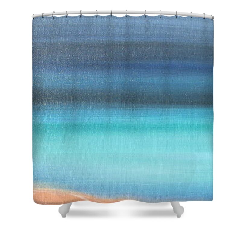 Blue Shower Curtain featuring the painting Waiting by Jacqueline Athmann