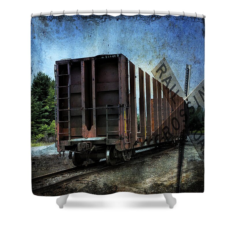 Evie Shower Curtain featuring the photograph Waiting on the Rails by Evie Carrier