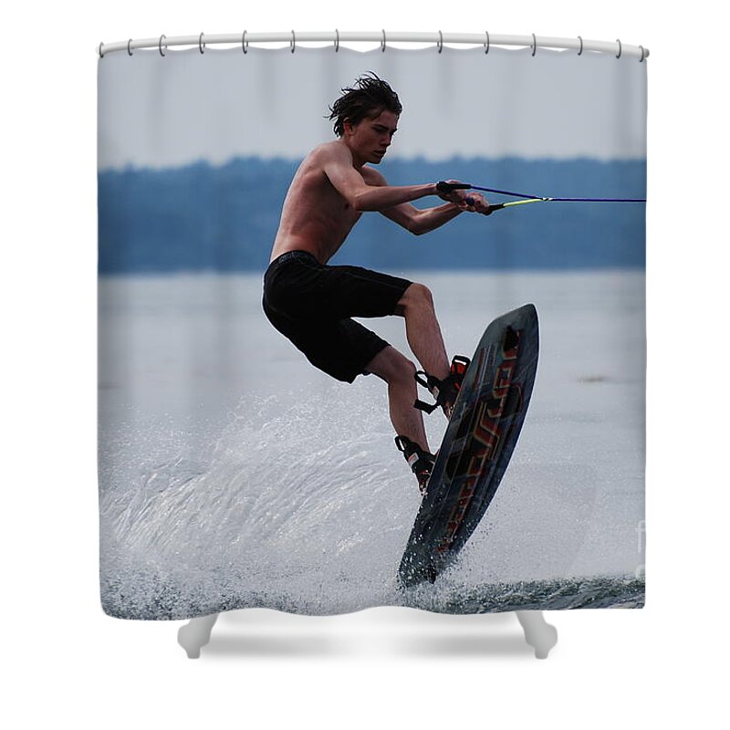 Wakeboard Shower Curtain featuring the photograph Wakeboarder #1 by DejaVu Designs