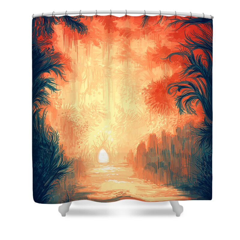 Outdoors Shower Curtain featuring the digital art Walk Away by Illustrations By Annemarie Rysz