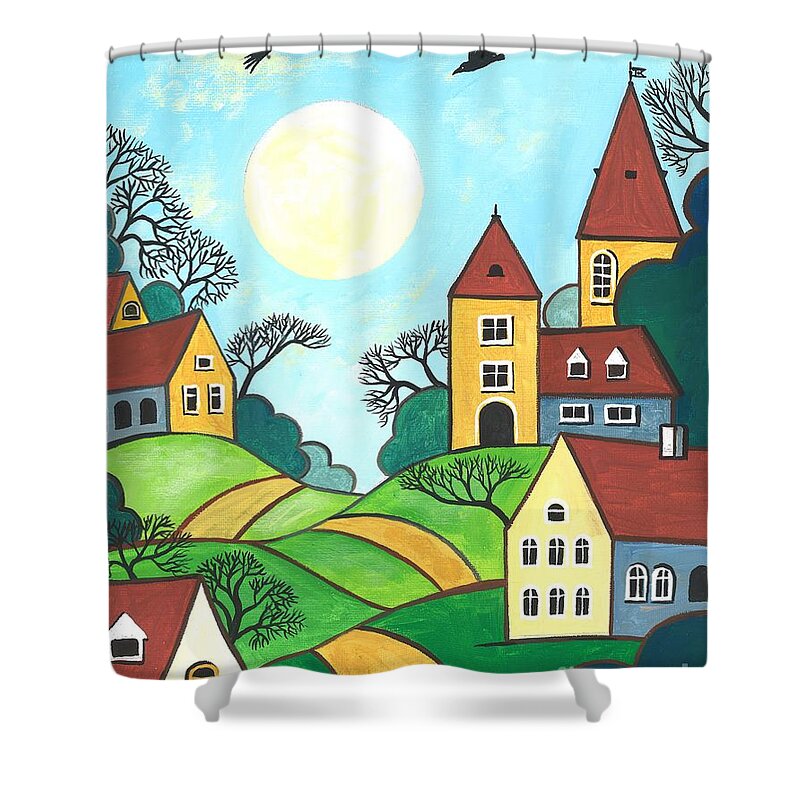 Painting Shower Curtain featuring the painting Walk Of The Tuxedo Cat by Margaryta Yermolayeva