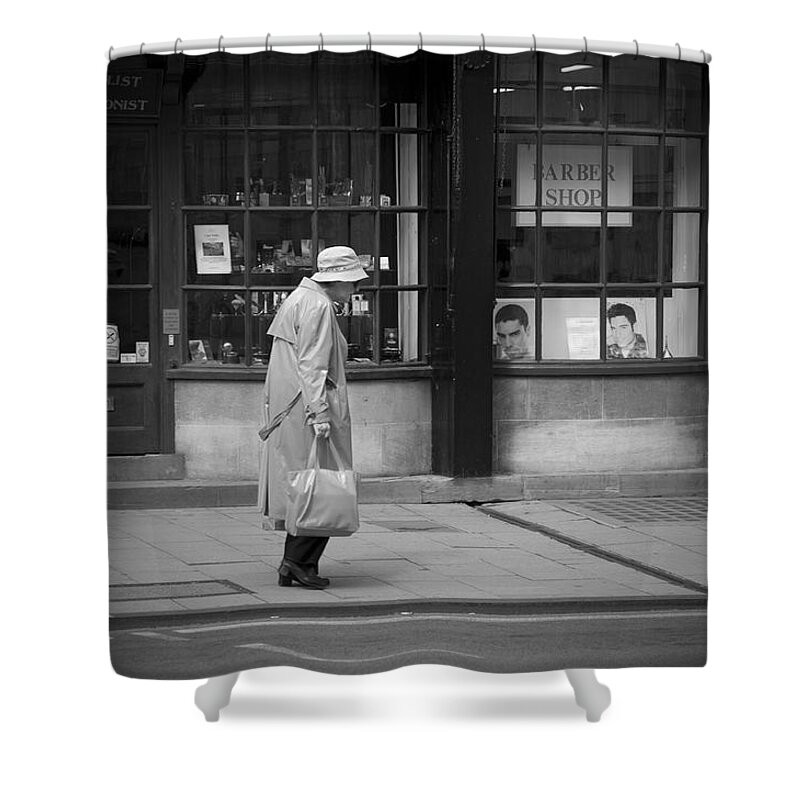 Loneliness Shower Curtain featuring the photograph Walking down the street by Chevy Fleet