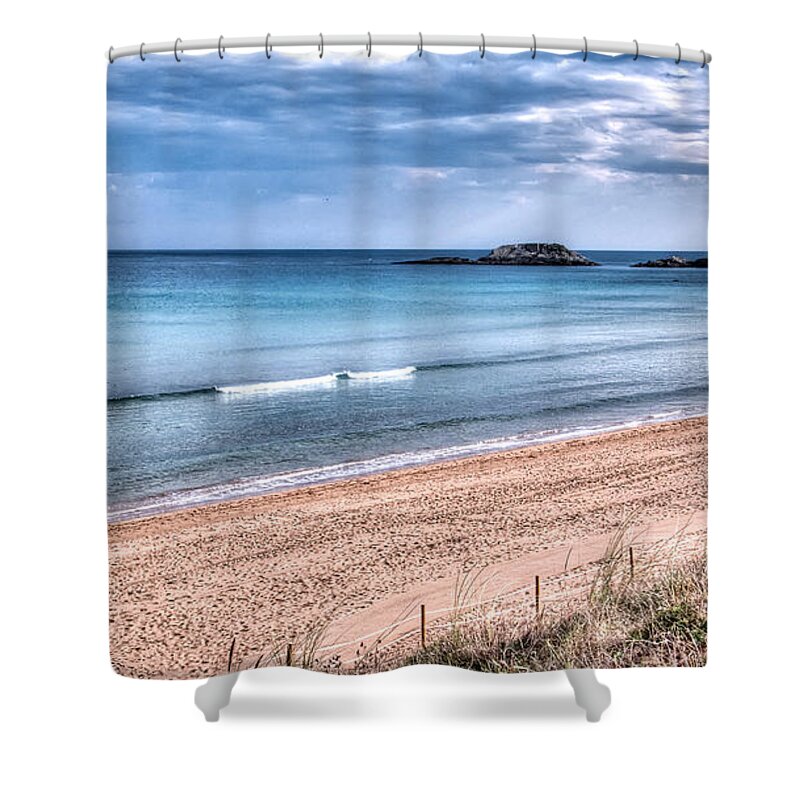 Walk Shower Curtain featuring the photograph Walking the Beach on a Peaceful Morning by Weston Westmoreland