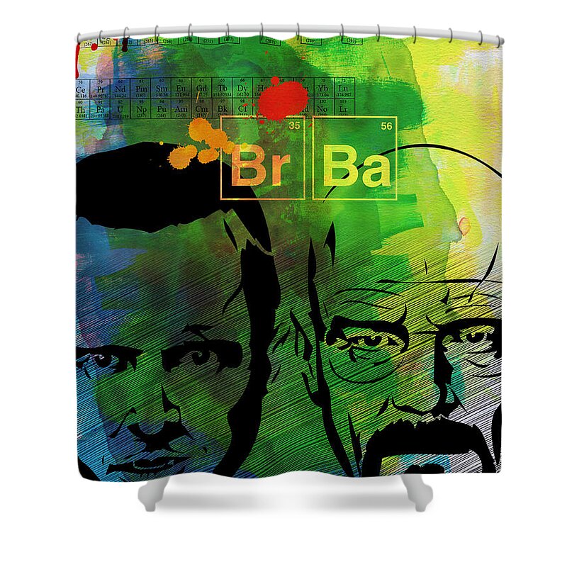  Shower Curtain featuring the painting Walter and Jesse Watercolor by Naxart Studio