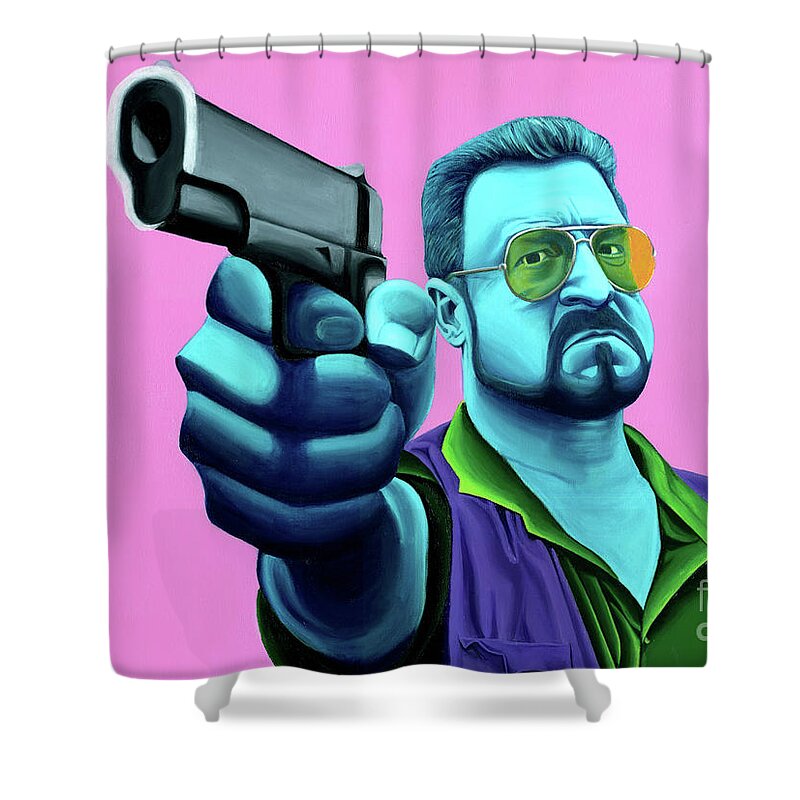 The Big Lebowski Paintings Shower Curtain featuring the painting Walter by Ellen Patton