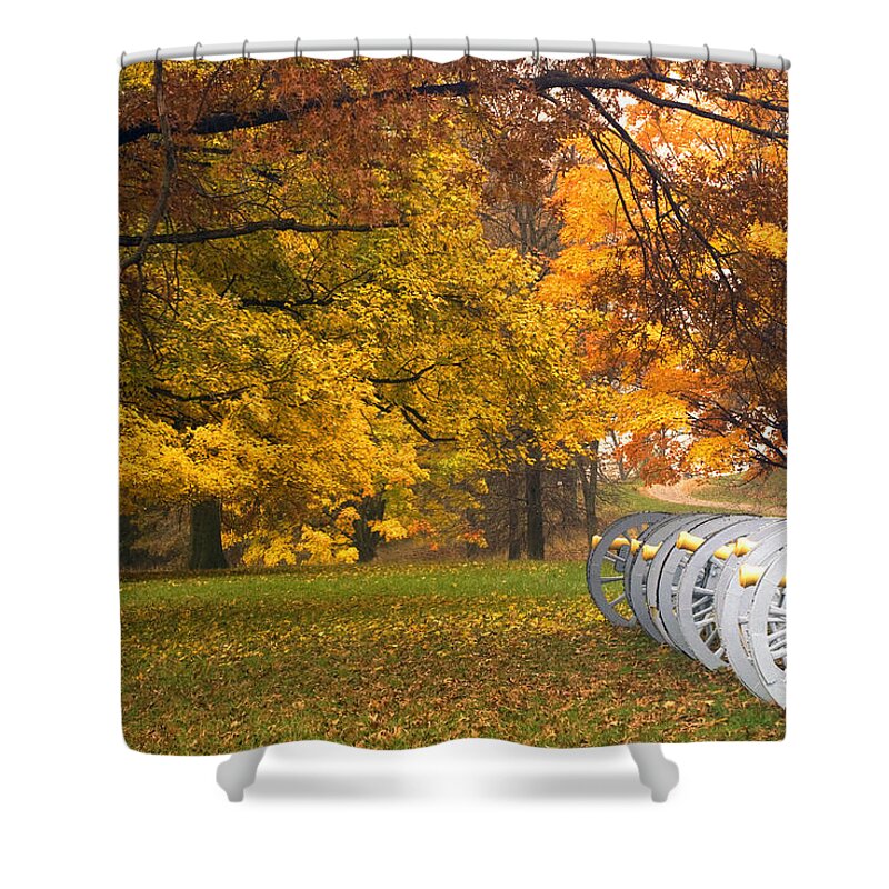Cannon Shower Curtain featuring the photograph War and Peace by Paul W Faust - Impressions of Light