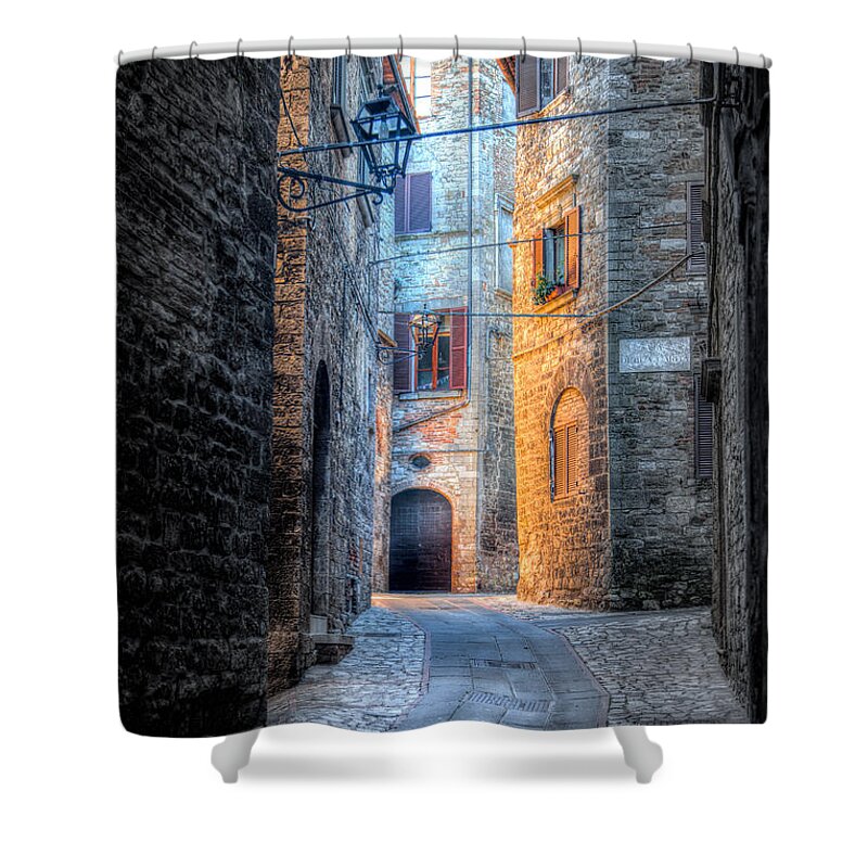 Todi Shower Curtain featuring the photograph Warm sun Cold stone by W Chris Fooshee