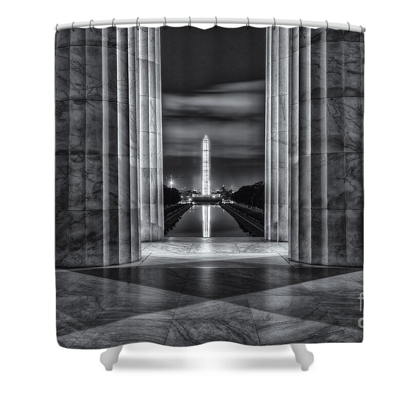 Clarence Holmes Shower Curtain featuring the photograph Washington Monument from Lincoln Memorial II by Clarence Holmes