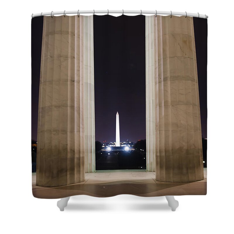 Nuview Shower Curtain featuring the photograph Washington Monument by Theodore Jones