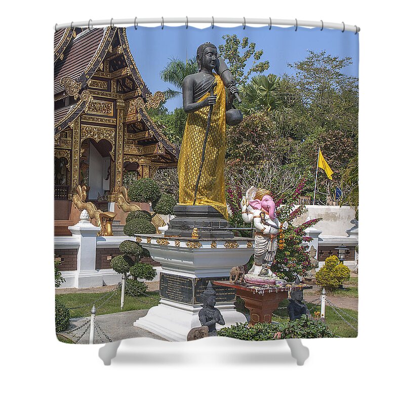 Scenic Shower Curtain featuring the photograph Wat Chedi Liem Traveling Buddha and Ganesha DTHCM0830 by Gerry Gantt