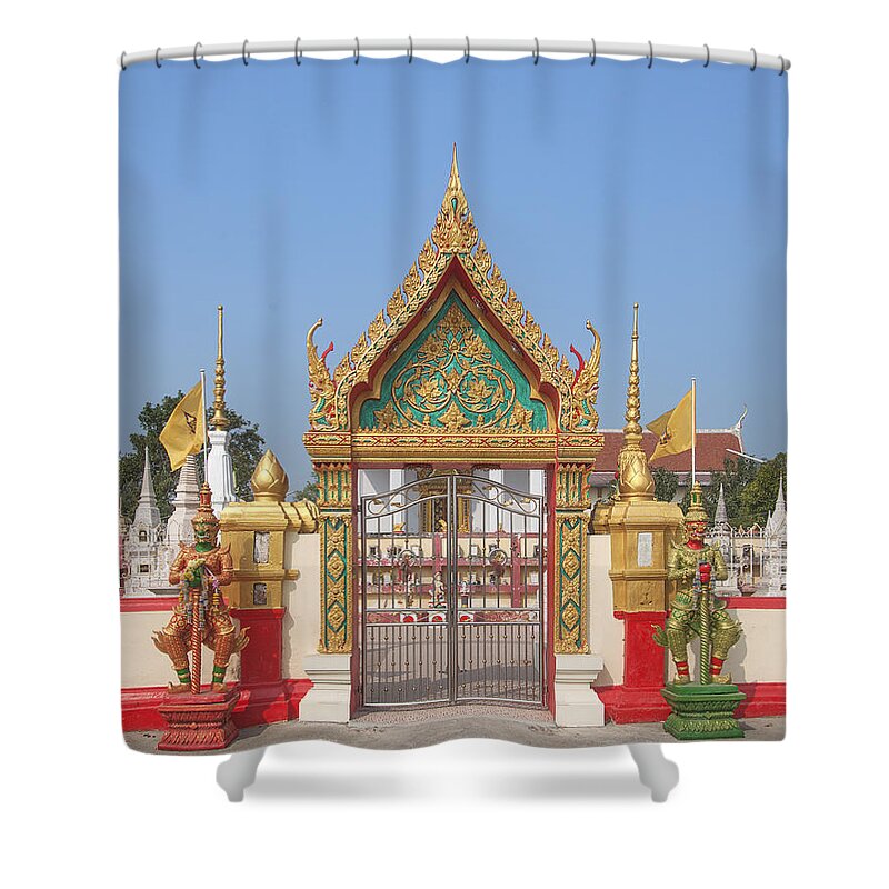 Scenic Shower Curtain featuring the photograph Wat Kampaeng Phra Ubosot Gate DTHA0141 by Gerry Gantt