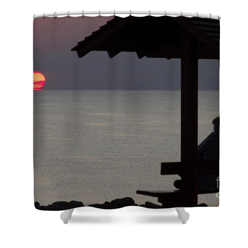 Lonly Shower Curtain featuring the photograph Watching The Sun Melting by Stelios Kleanthous