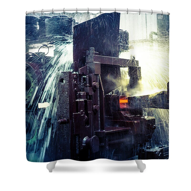 Metalwork Shower Curtain featuring the photograph Water Cooling Of Roling Mill Line by Chinaface