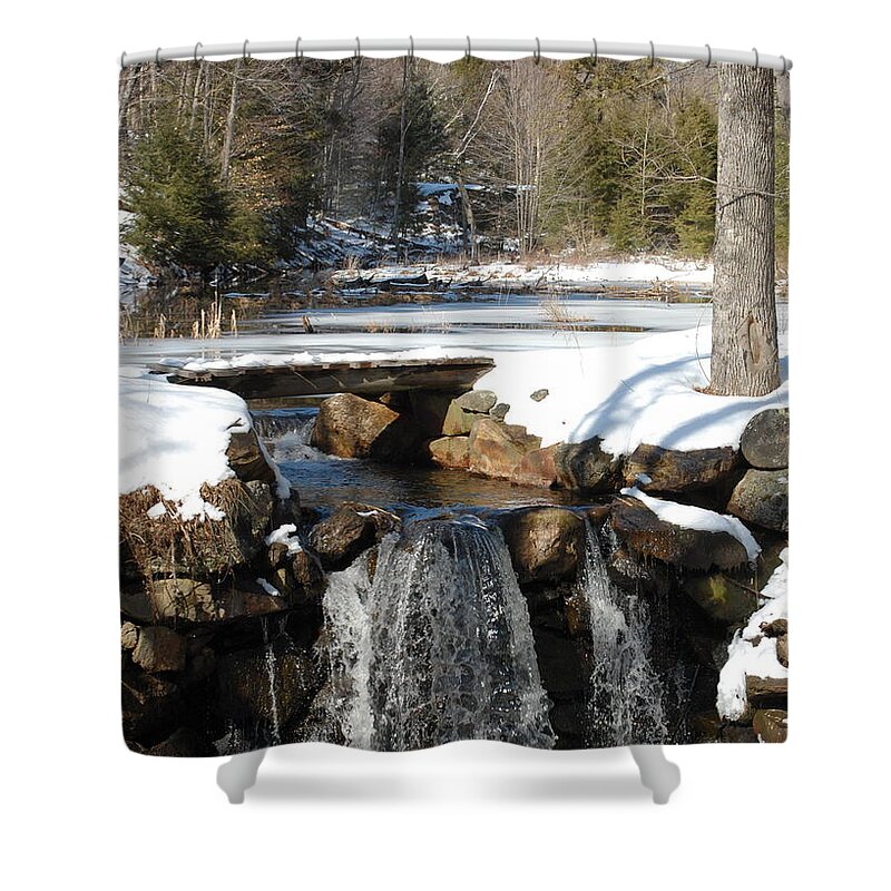 Dam Shower Curtain featuring the photograph Water Over The Dam by Mim White