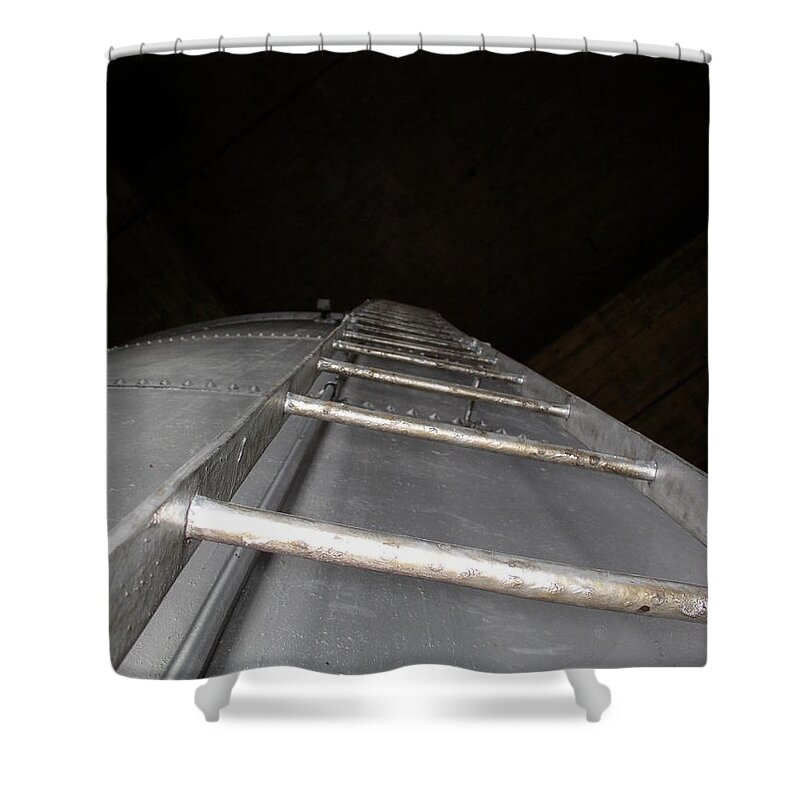Industrial Architectural Shower Curtain featuring the photograph Water Tower Ladder by Cleaster Cotton