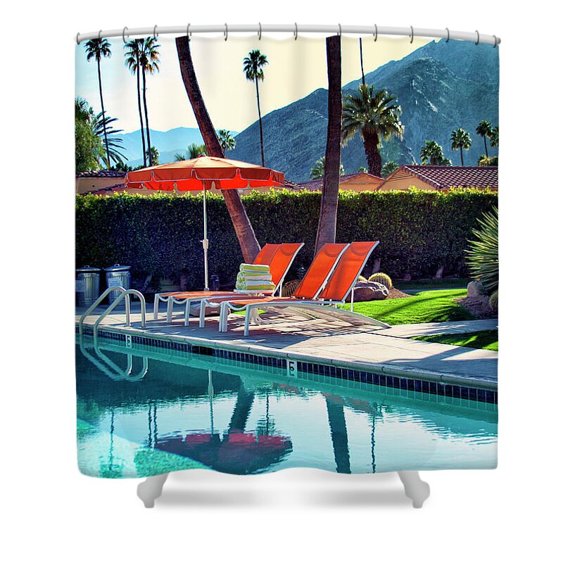 Pool Shower Curtain featuring the photograph WATER WAITING Palm Springs by William Dey