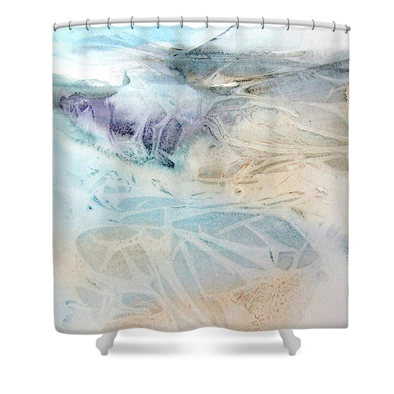 Abstract Shower Curtain featuring the painting Water Worlds 1 by Amanda Amend