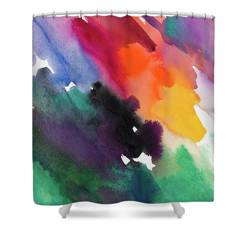 Watercolor Shower Curtain featuring the painting Watercolor Abstract Multicolor by Lanie Loreth
